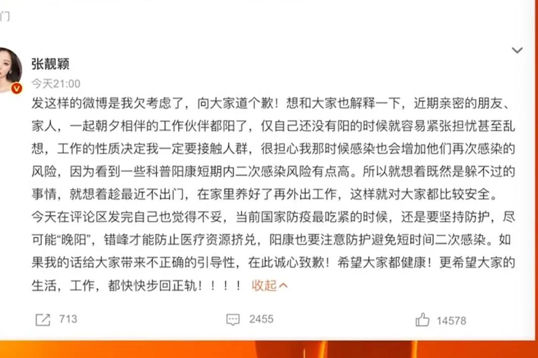 张靓颖要有自知之明,张靓颖谈疫情期间