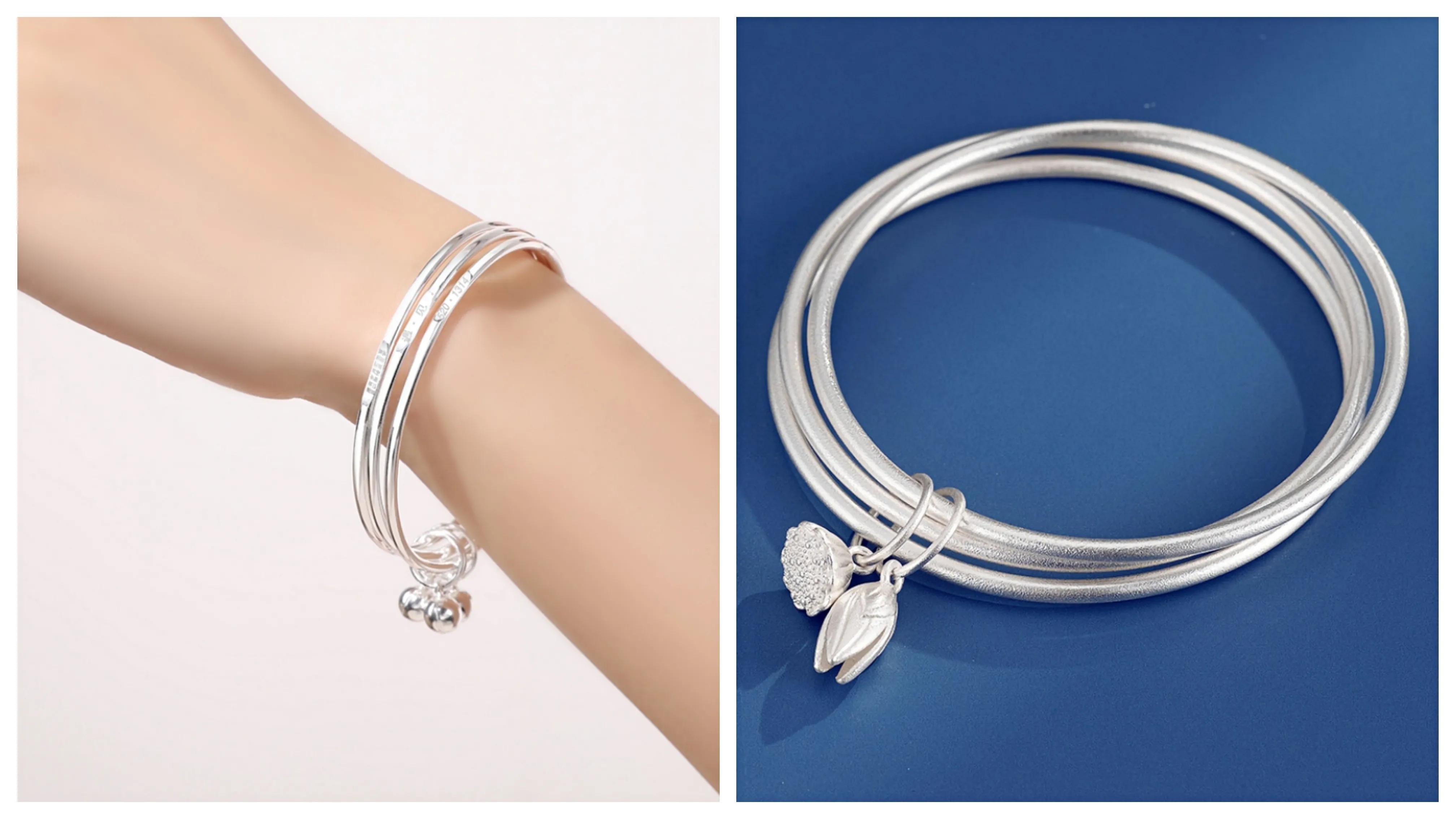 足银手镯哪种的款式最好看,足银999.9今年最流行的银手镯