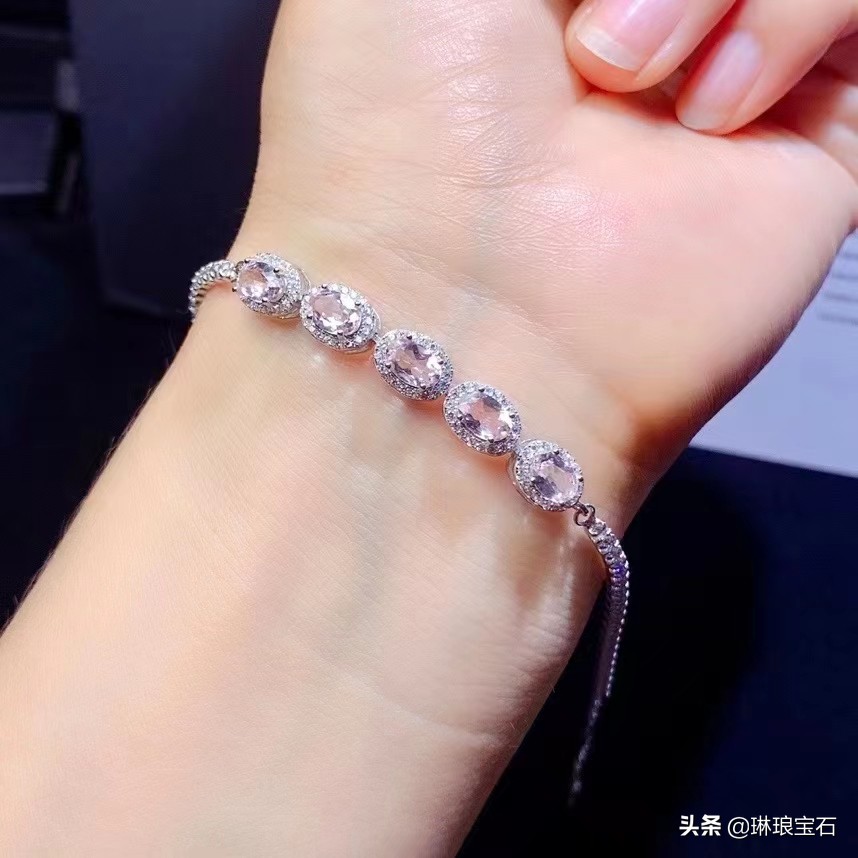 7-8mm高品质摩根石单圈手链,925银合成锆石手链星月ins小众