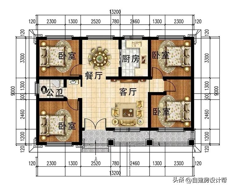 四川一层农村自建房110平米带堂屋,农村12米乘以17米一层自建房带院