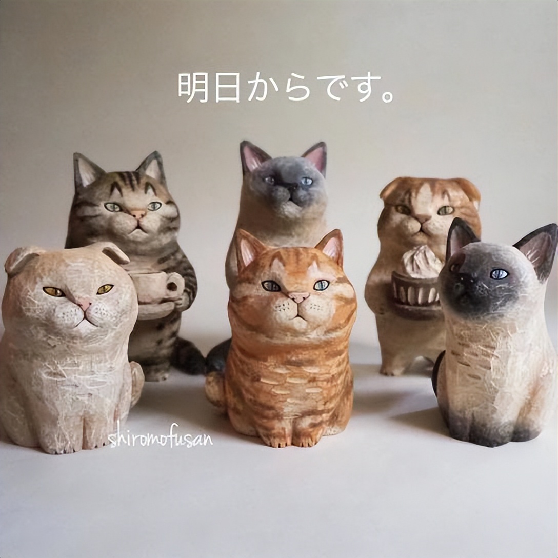 日本艺术家木雕猫,日本木雕猫