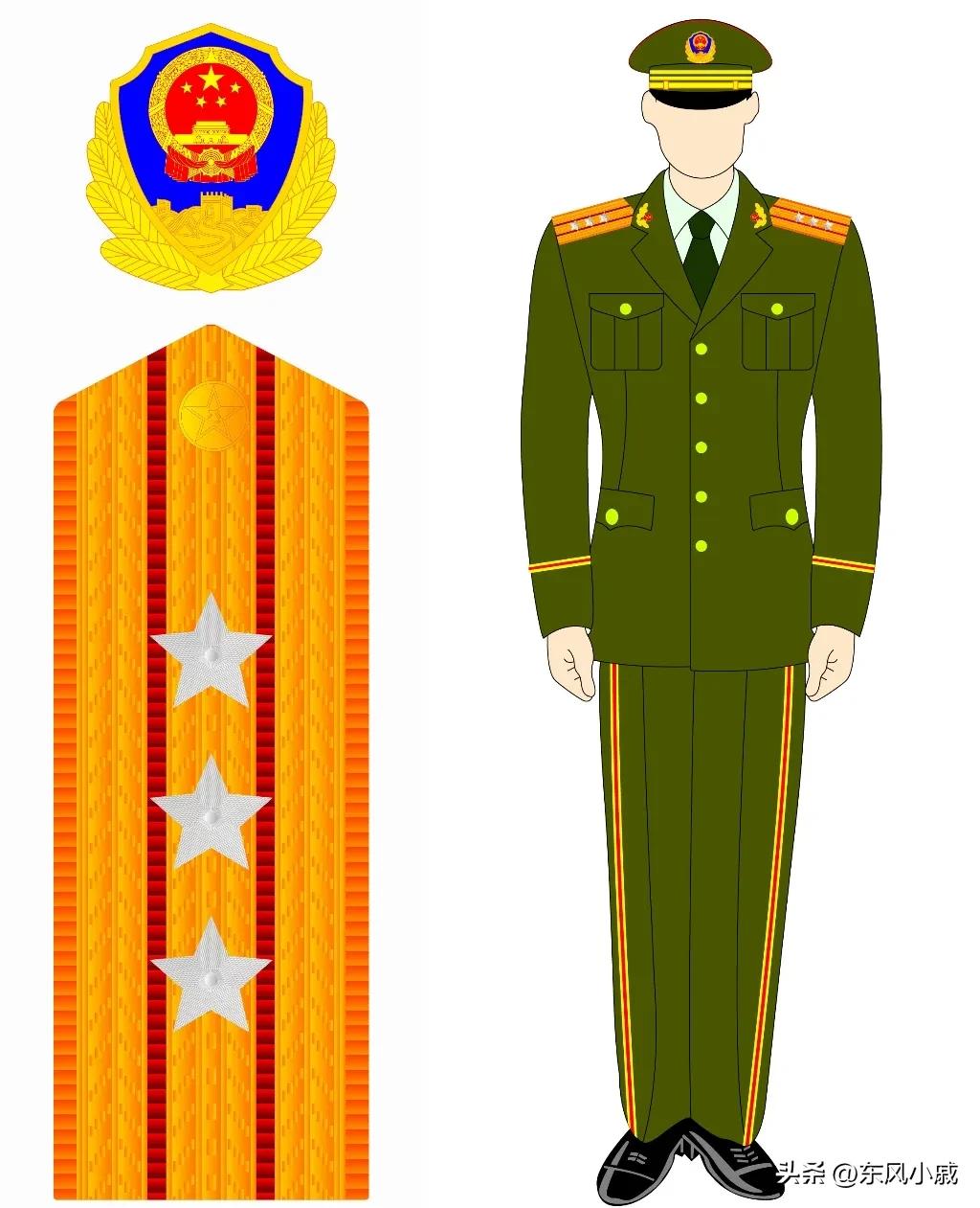 陆军肩章军衔图解99式,99式军装军衔全套照片