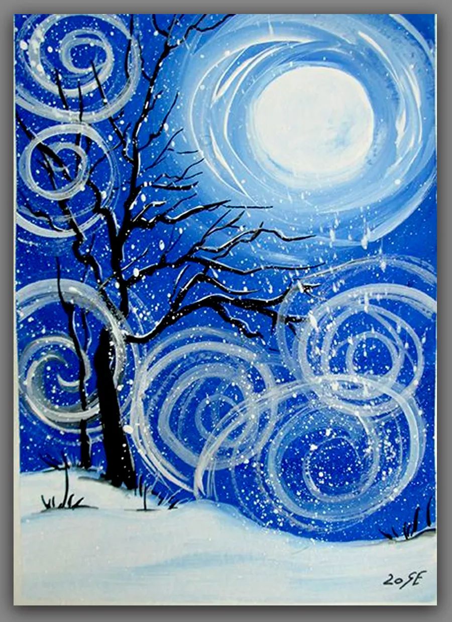 水粉画冬日初学简单雪人,冬日水粉画课件儿童6-12岁