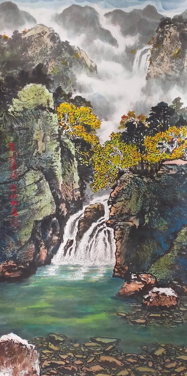 仁山智水山水画,仁山智水书法作品