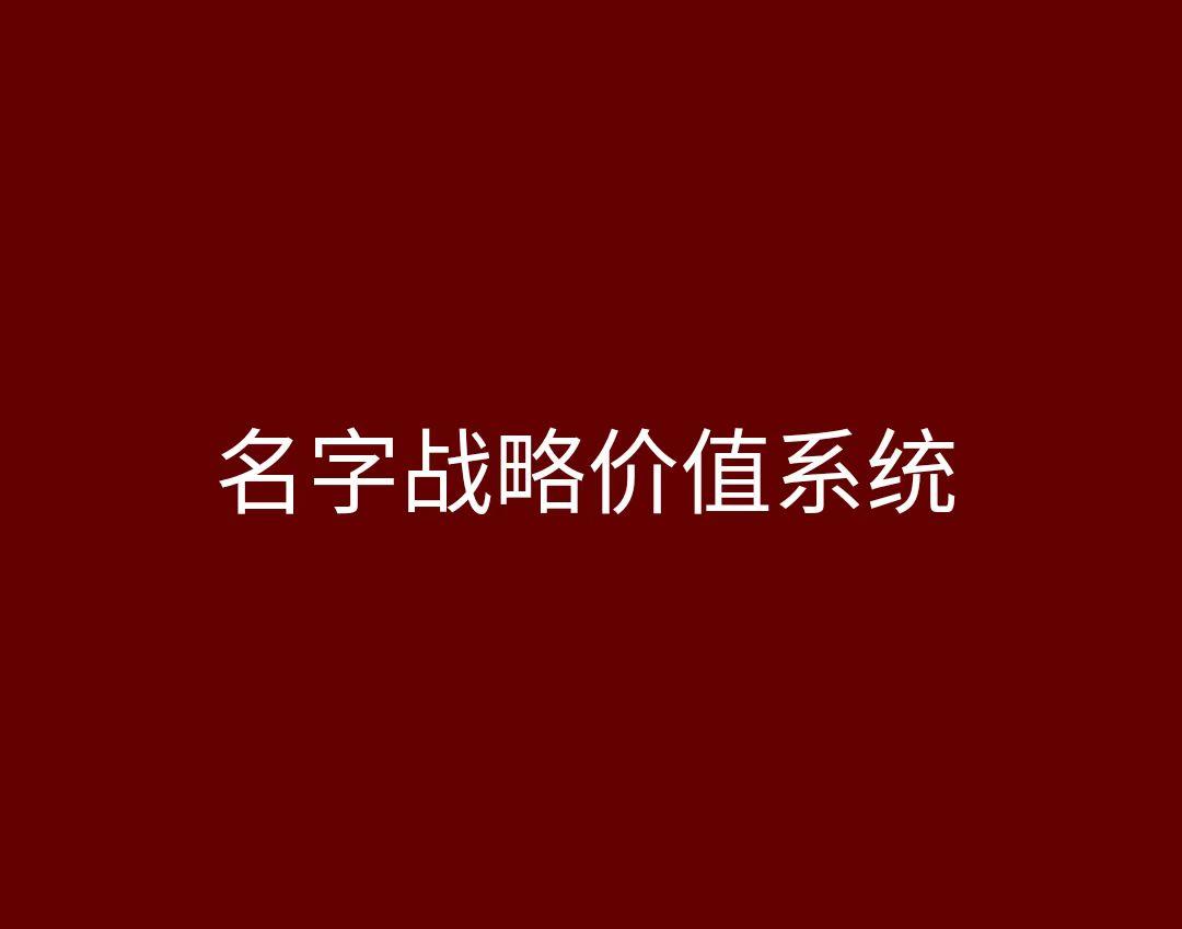 名字赢：名字战略价值系统