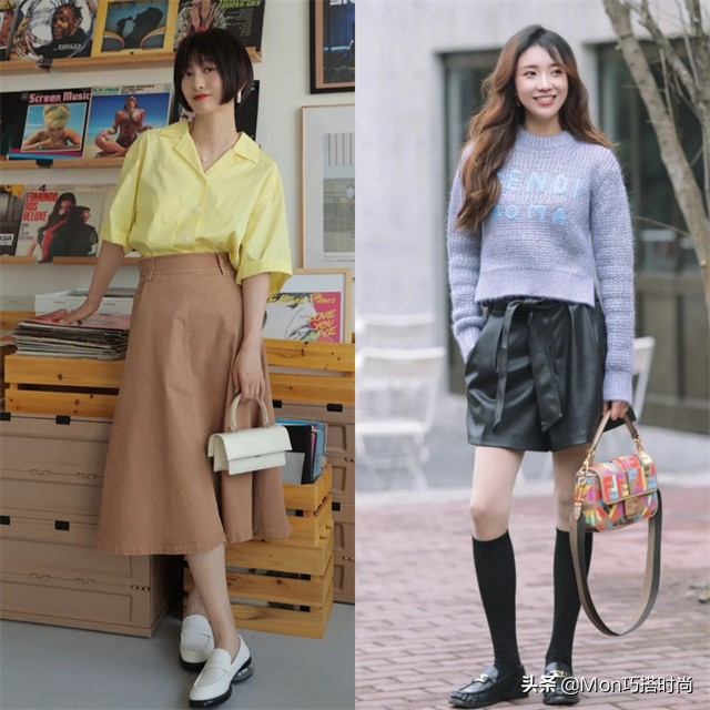 果然，穿裙子还是最配“乐福鞋”，上身洋气显高，尤其适合小个子