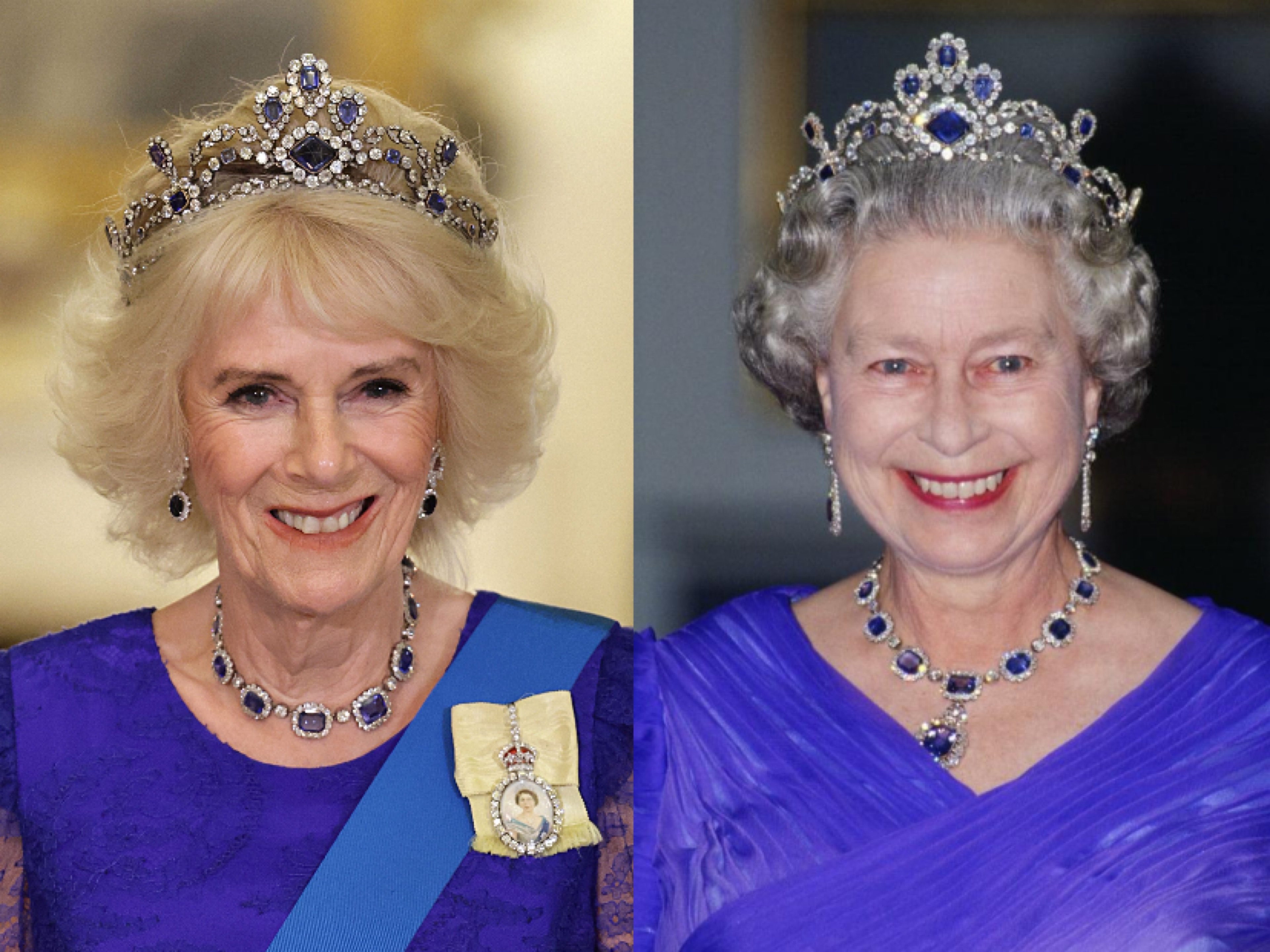 国宴显尊卑！卡米拉戴全套蓝宝石，凯特王妃用珍珠致敬女王和戴妃