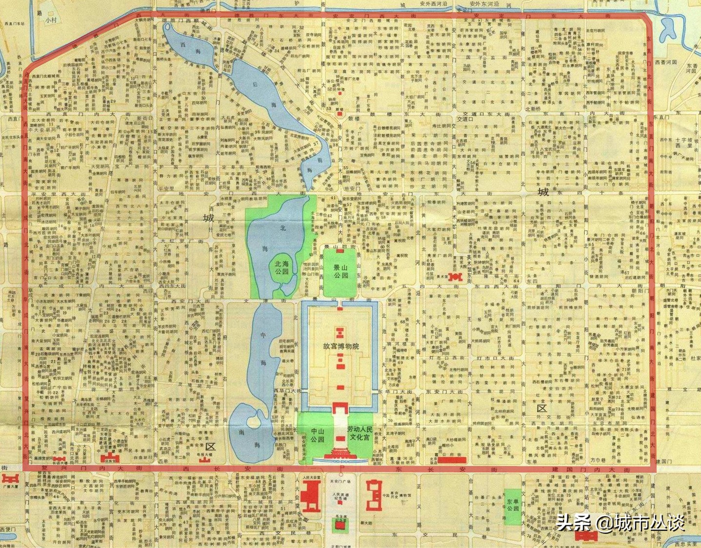 北京城俯瞰图的历史变化,看北京城全景的位置