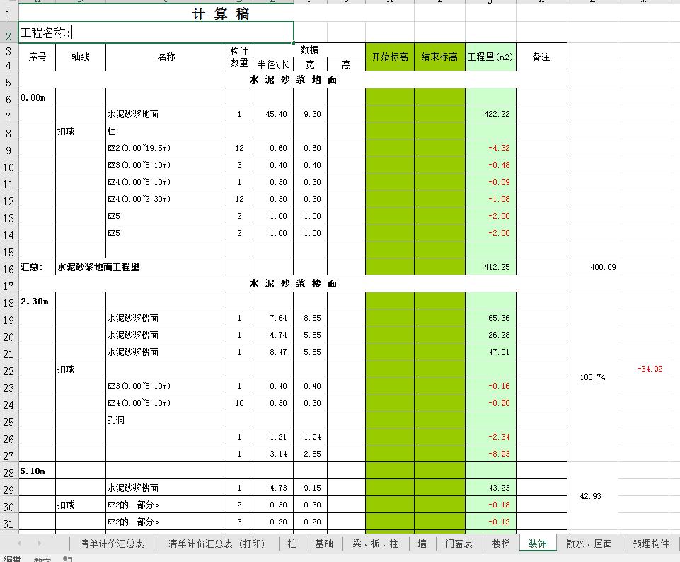 造价员的工程量计算表,95后造价