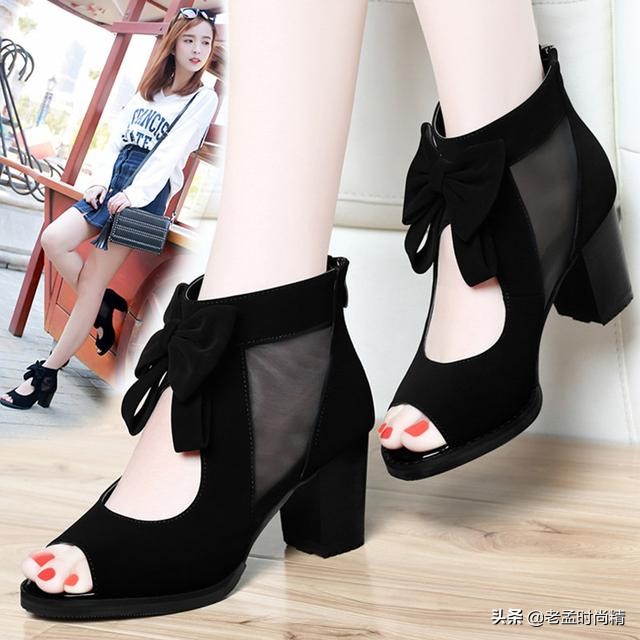 洋气时髦坡跟鱼嘴鞋,坡跟鱼嘴鞋