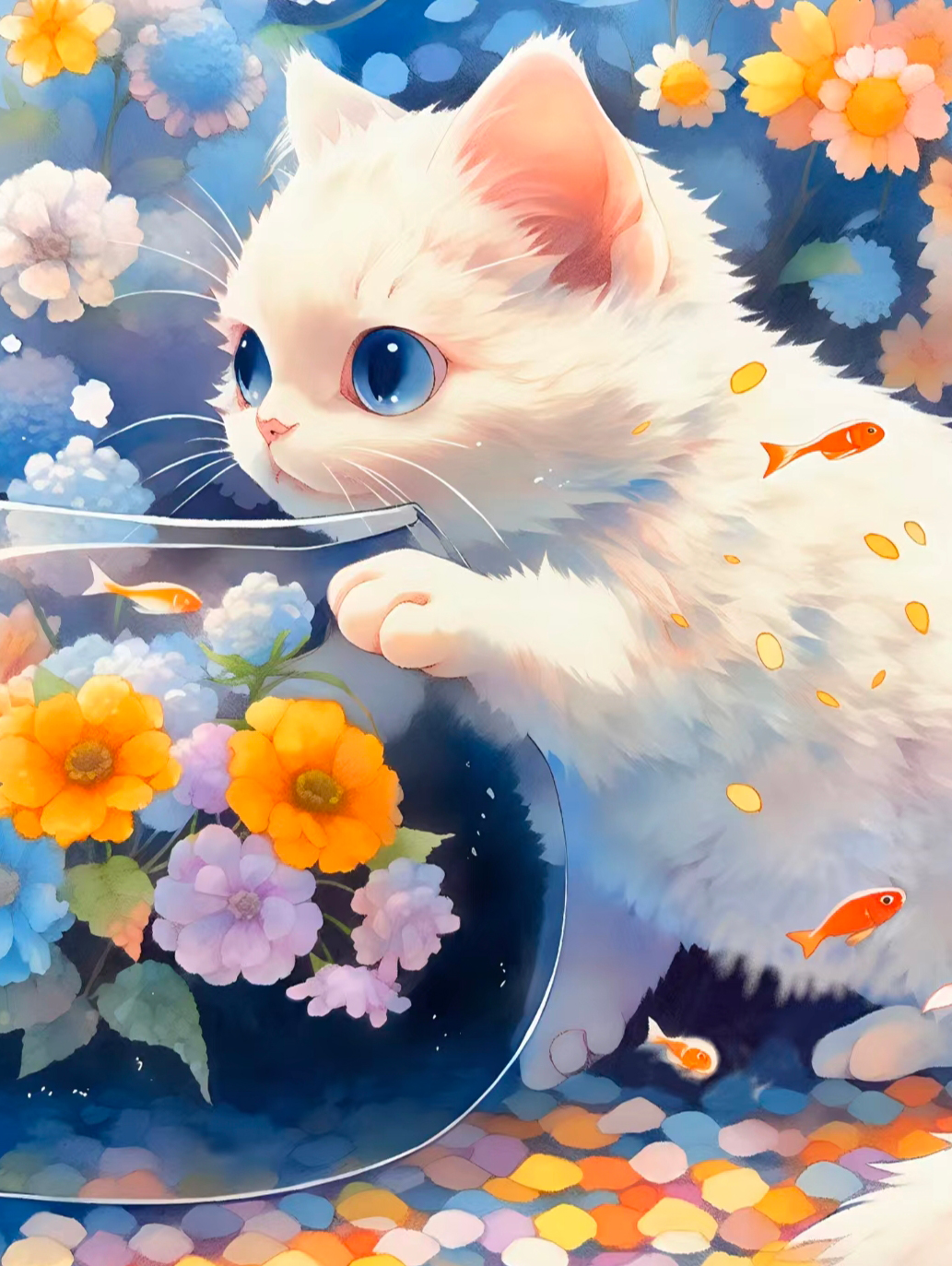 猫咪高清壁纸4k全屏60帧,萌萌哒粉色花篮里的猫咪图片壁纸