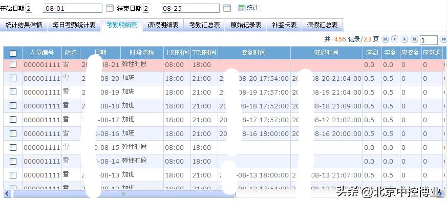 考勤表智能管理系统,中控考勤软件考勤报表导出