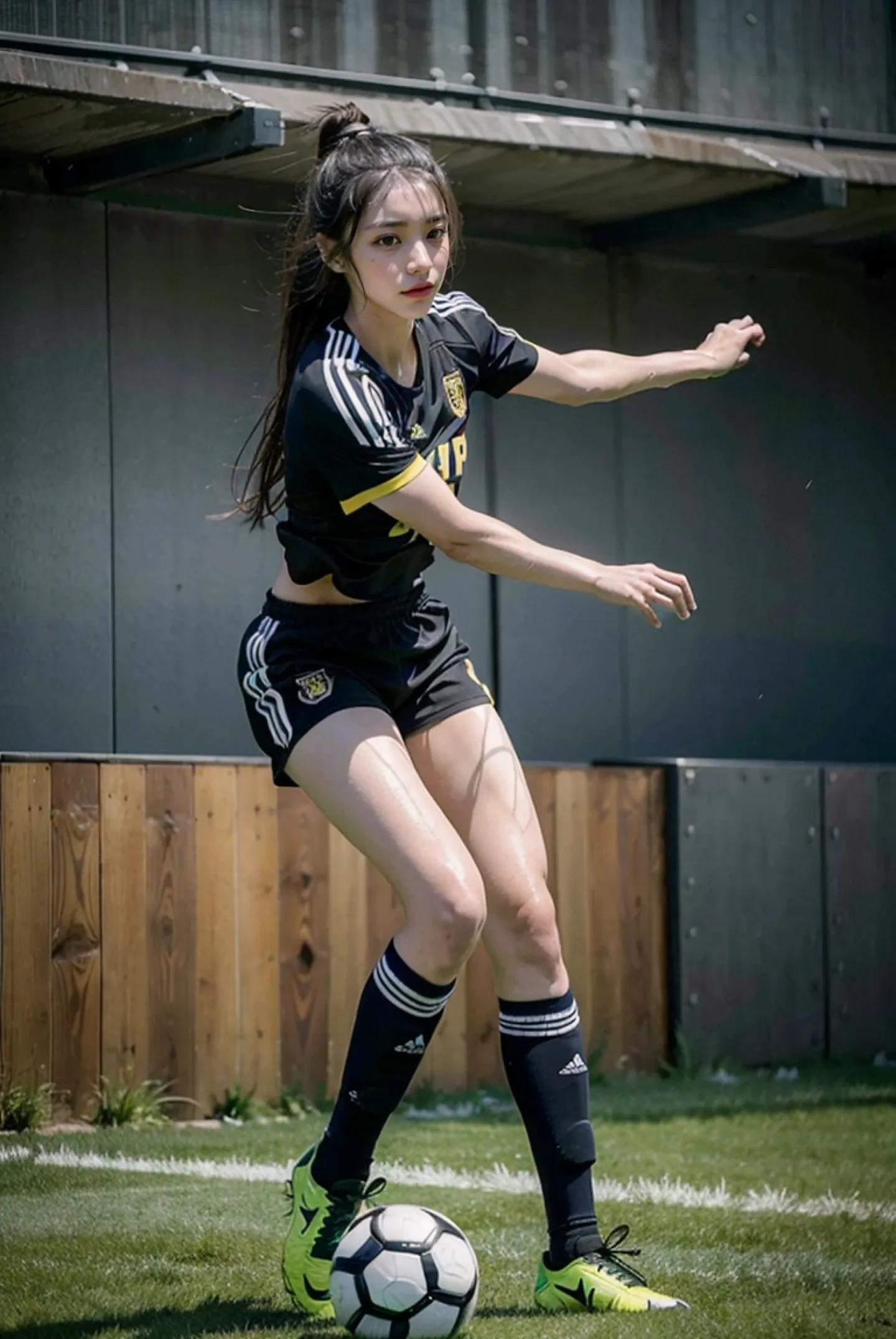 足球场上惊艳的女孩,足球场上的漂亮女孩