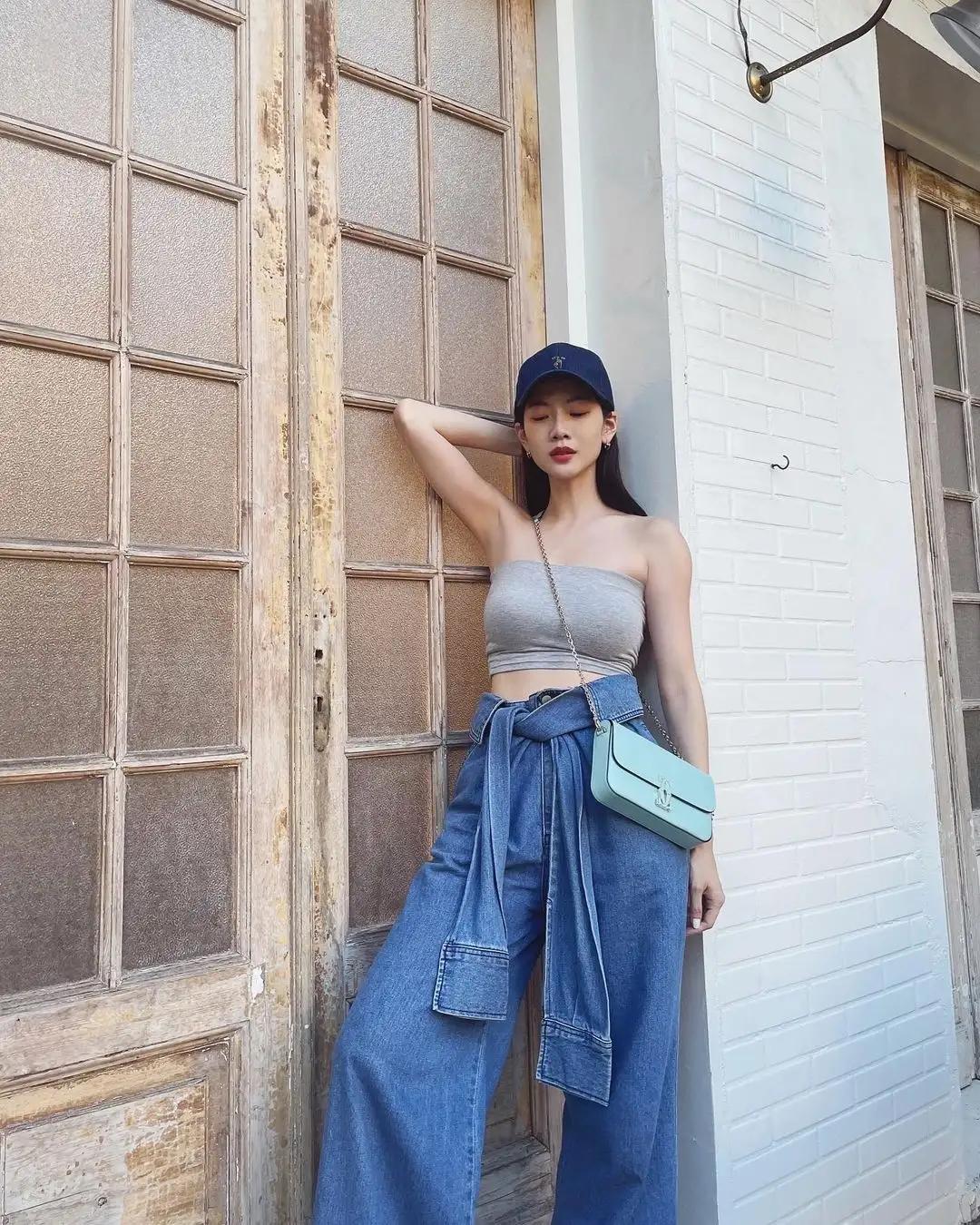 丹宁牛仔配色夏季穿搭,早春牛仔裤穿搭2020