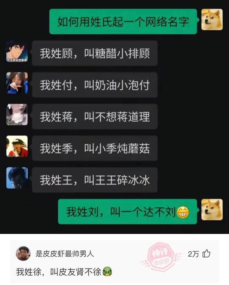 网友们的脑洞大开神评，迟早笑死在评论区。你好，我姓刘，达不刘