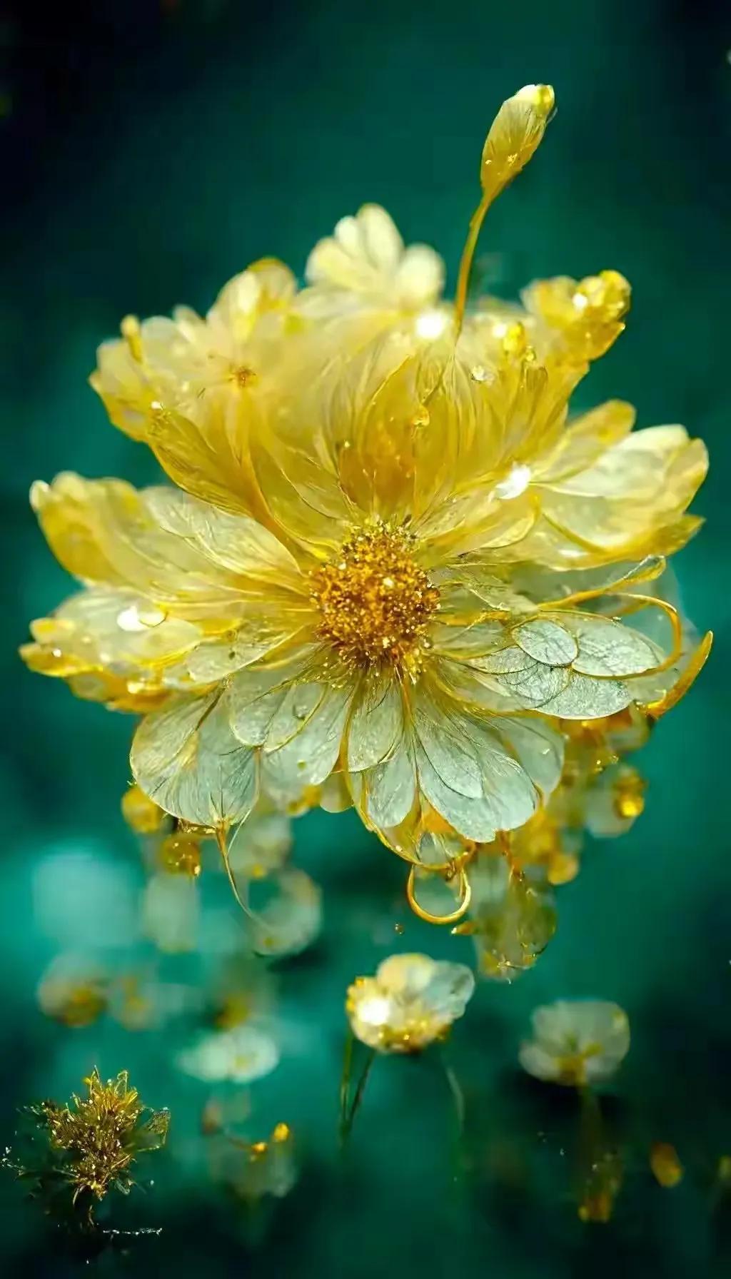 梦幻蓝色水晶花,梦幻玻璃水晶花