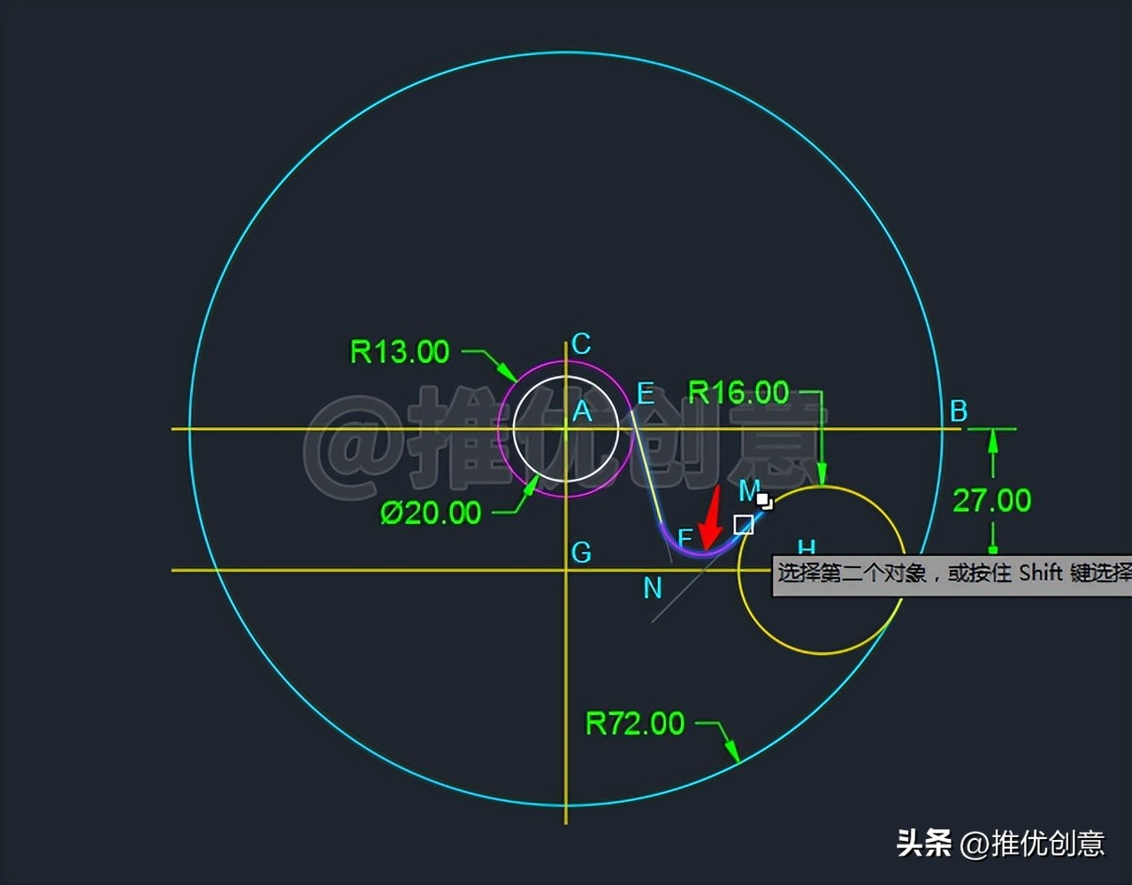 cadr22圆弧的绘制,cad2007怎么画r10的圆弧