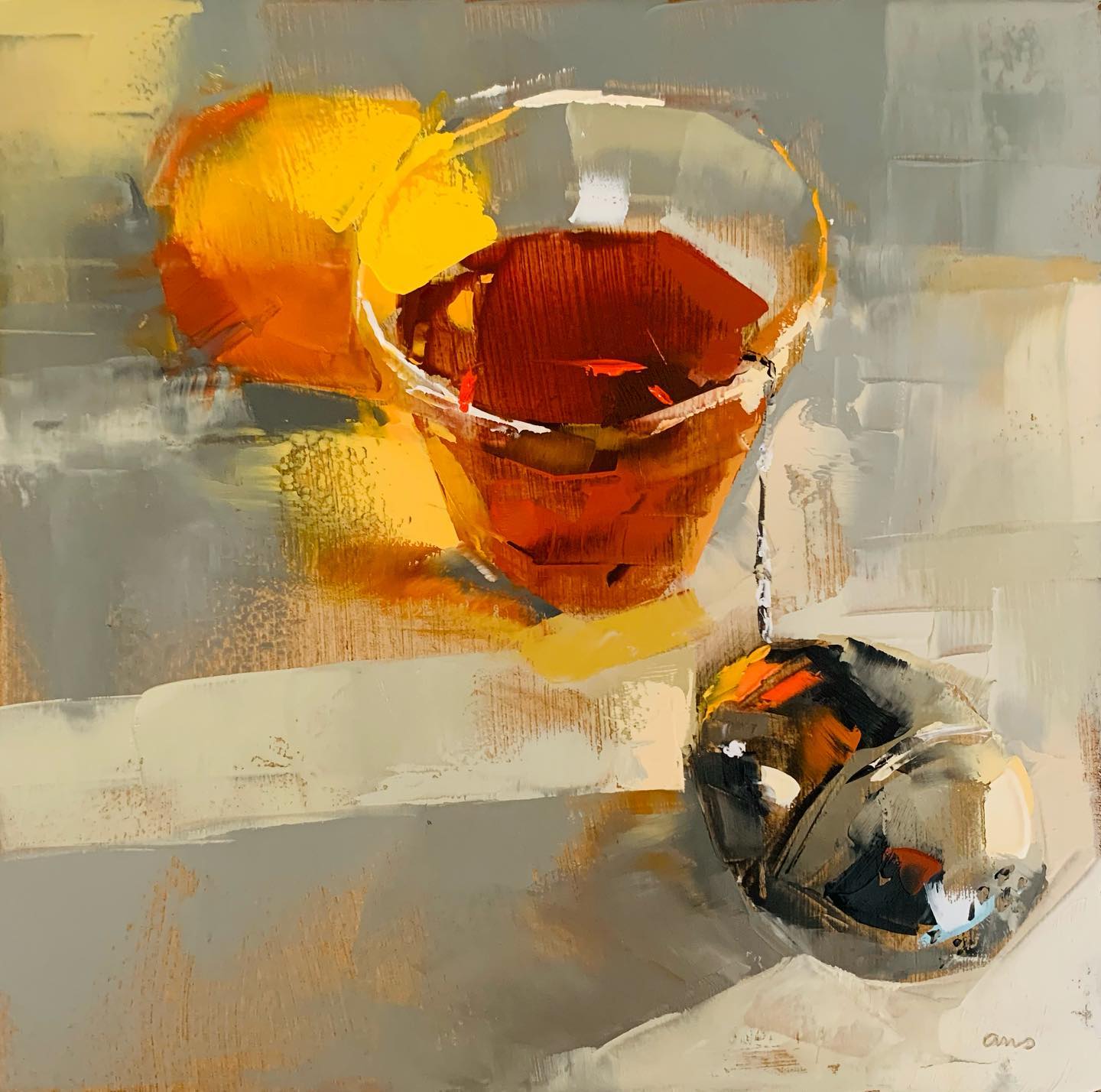 大色块静物油画,油画静物花卉色块