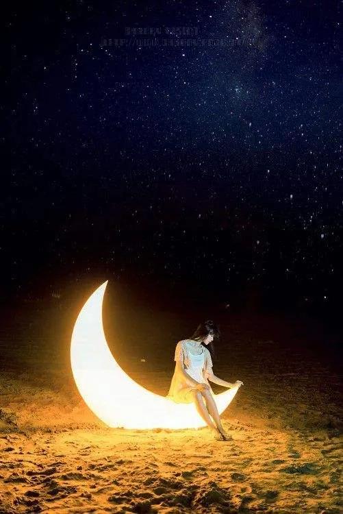 月亮与花唯美意境图高清壁纸,唯美月亮情侣手机壁纸