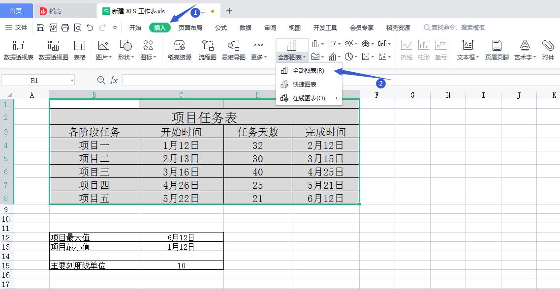 wps表格画的横道图怎么居中,wps绘制甘特横道图