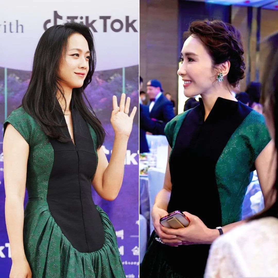 郭晶晶张曼玉合影,郭晶晶巩俐同框穿搭