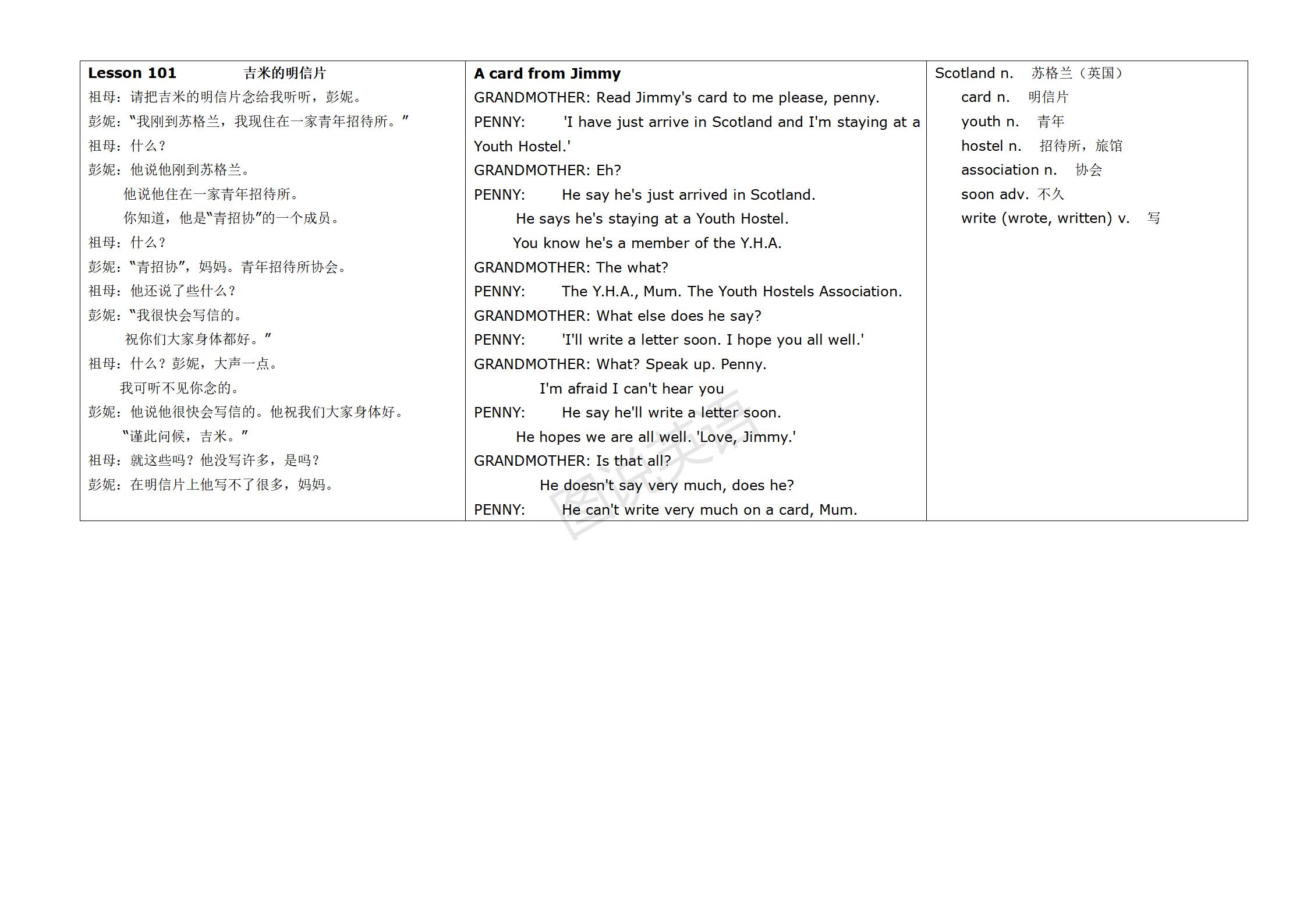 新概念英语第一册英汉互译,新概念英语入门级a版英汉互译