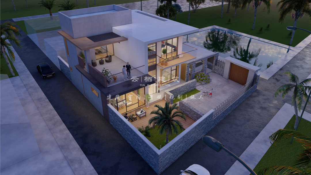 三亚独栋简约二层小别墅,海南三亚农村自建房别墅设计