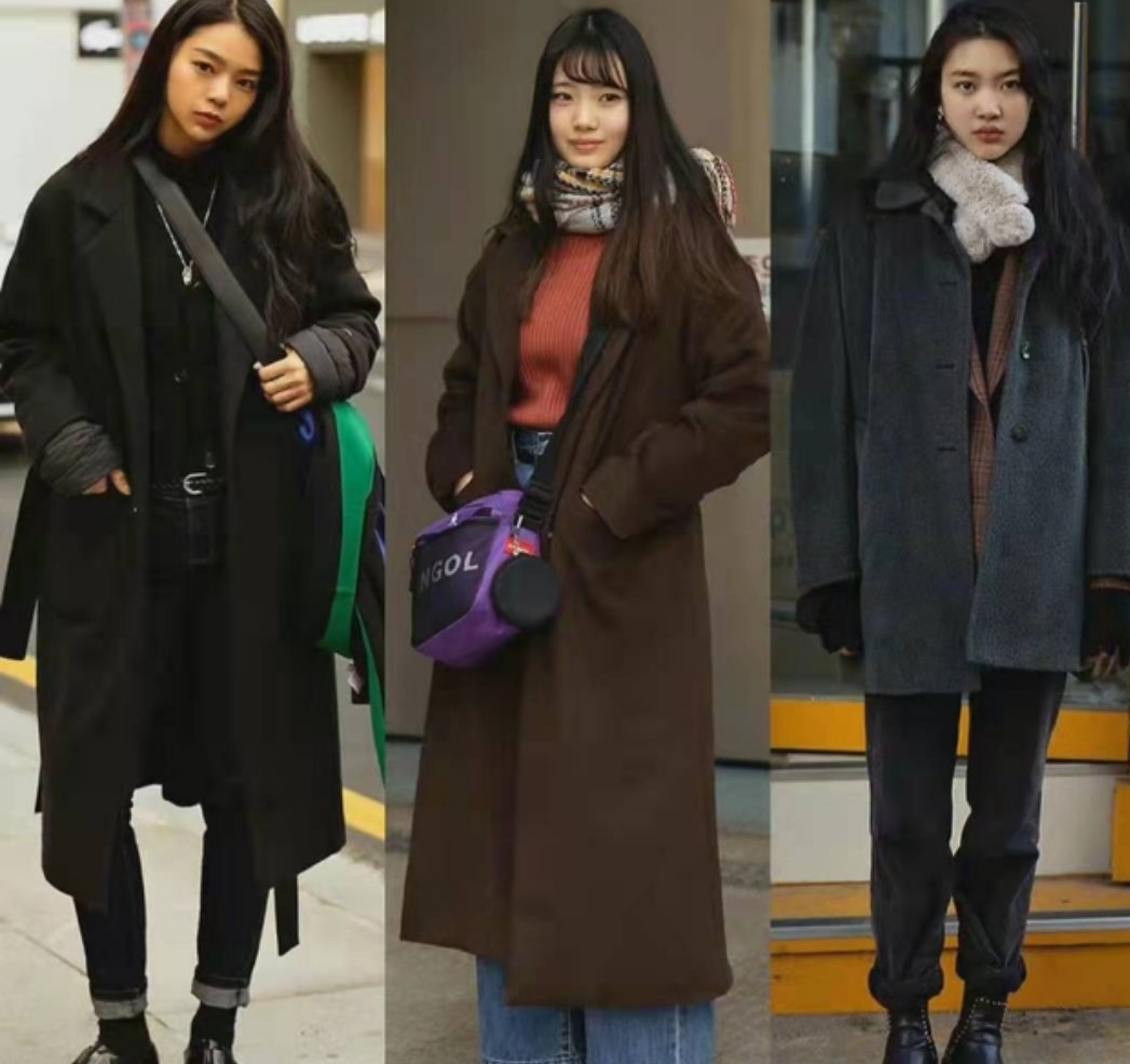 韩国女生穿搭路人视角,韩国街头女生穿搭