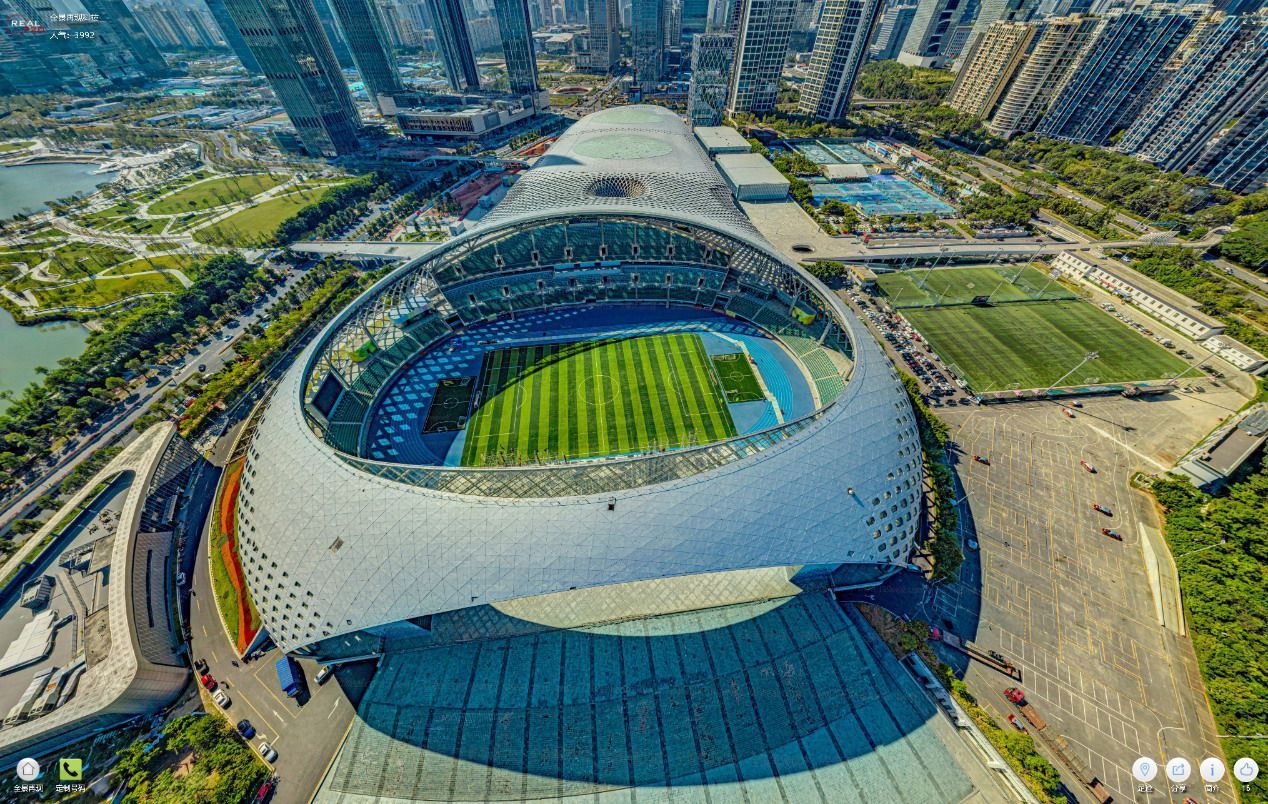 深圳湾体育中心拍照,高楼俯瞰深圳湾体育中心