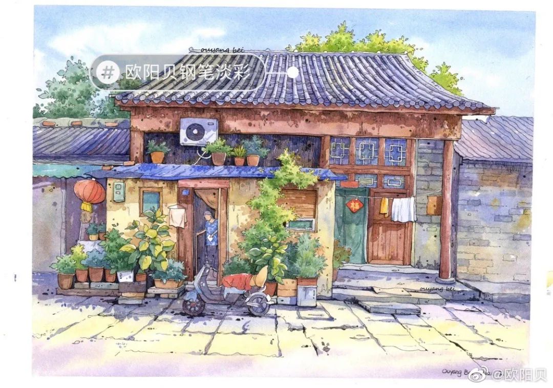 95后女孩画山水画,95后女大学生画山水课堂