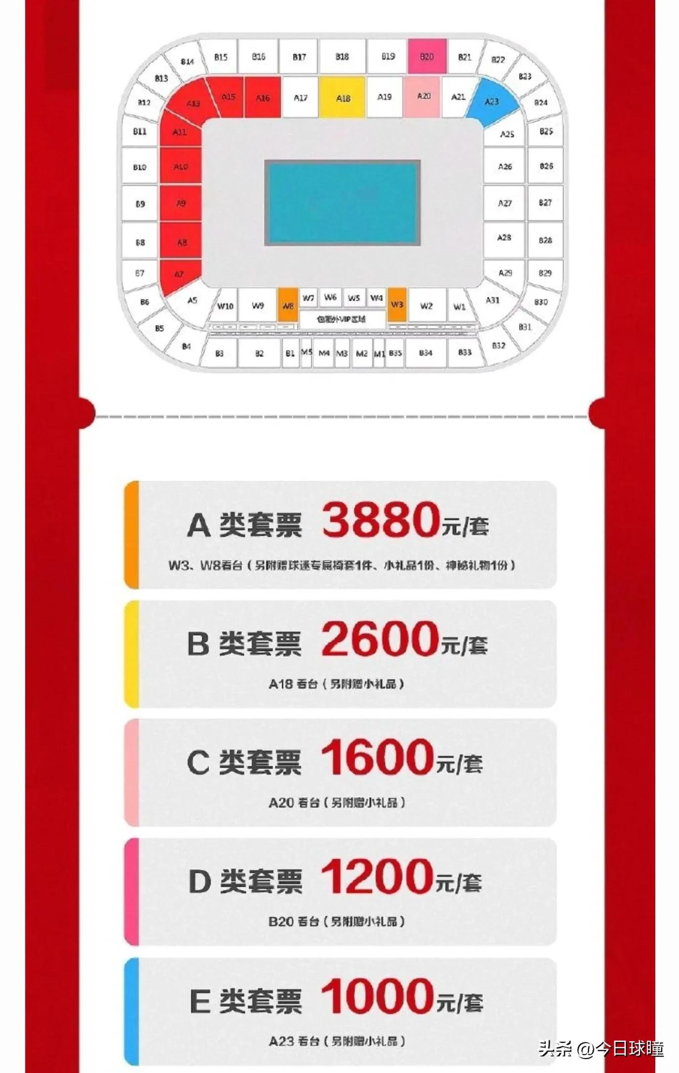 中超联赛套票,2023年中超联赛门票价格