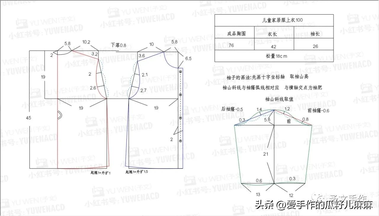 儿童家居服上衣裁剪图,儿童冬款家居服裁剪教程
