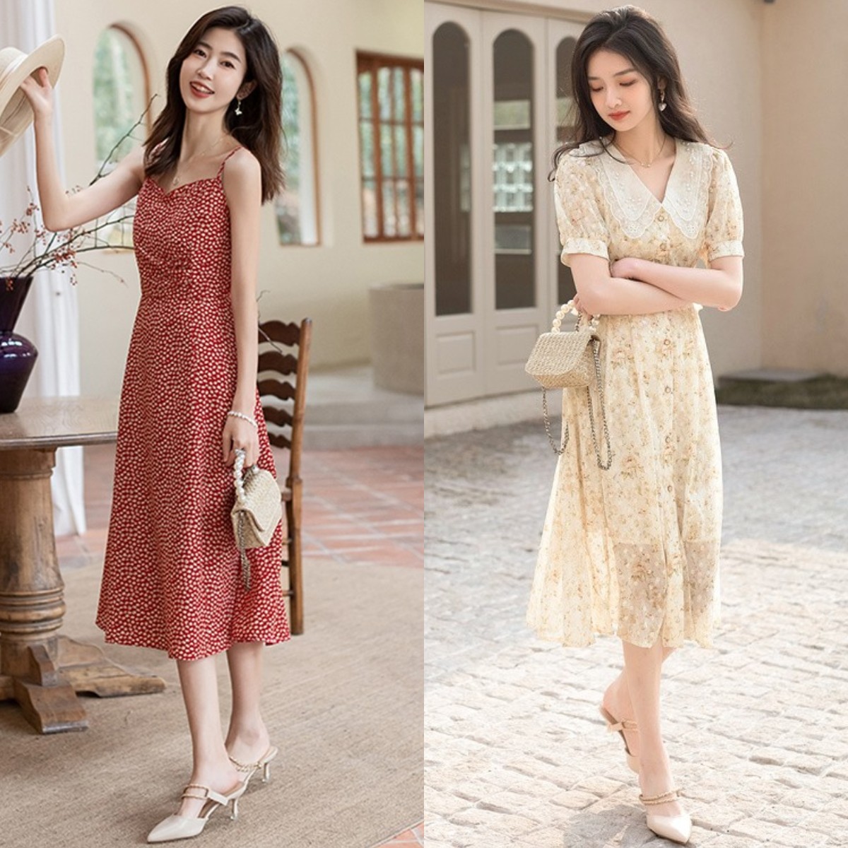 听说春天和碎花裙更配,夏天小碎花连衣裙搭配什么鞋子穿