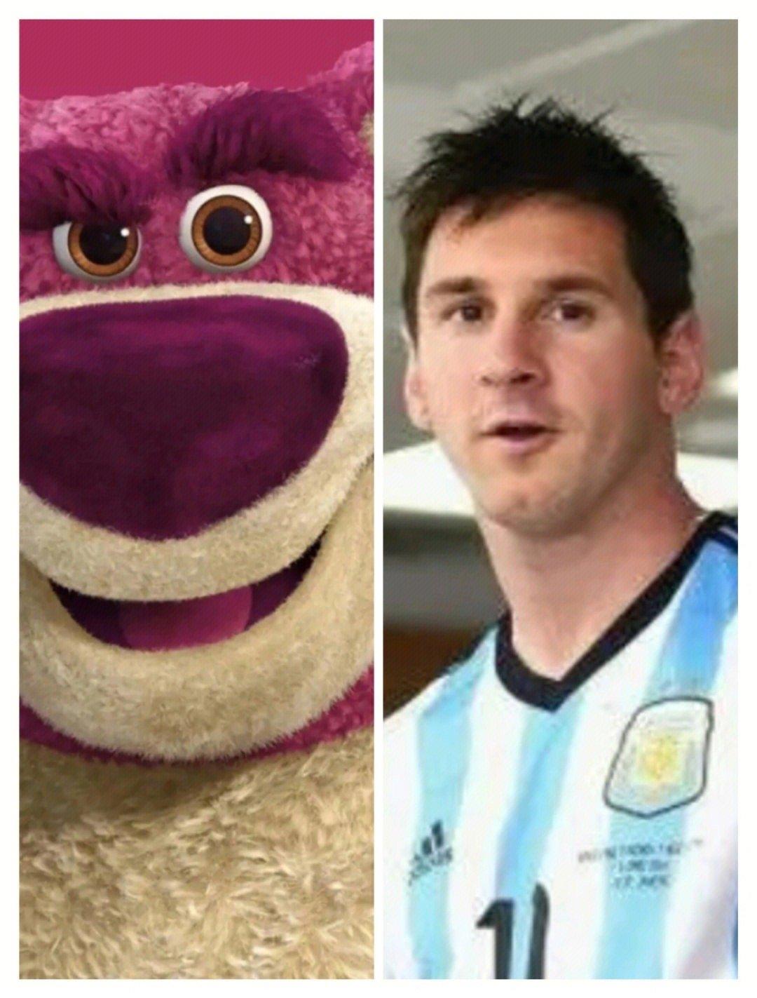 梅西撞脸卡通人物,梅西看到撞脸小罗