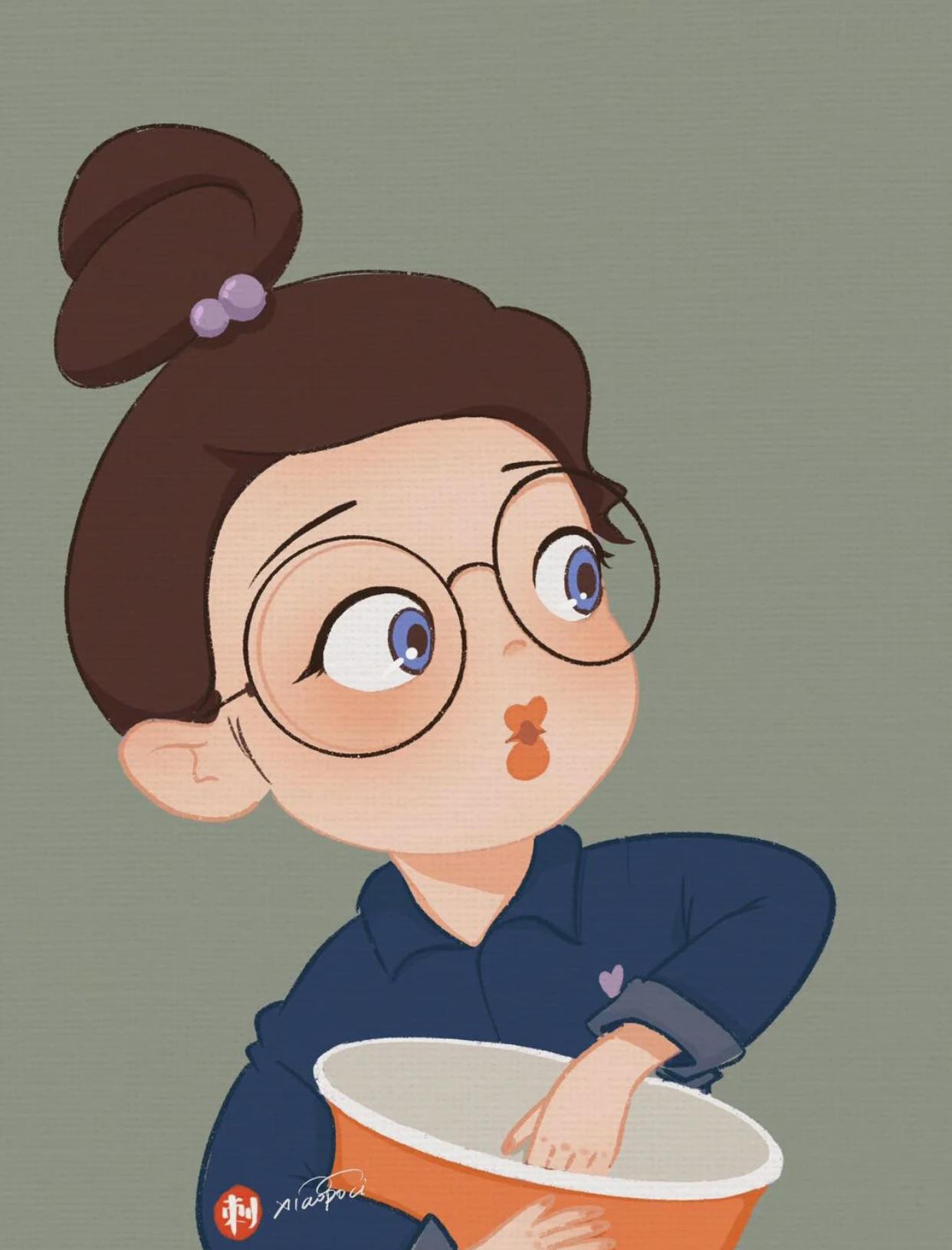 可爱头像卡通呆萌简笔丸子头,超好看丸子头漫画头像儿童