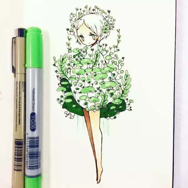 纸胶带做的小清新插画幼儿,胶带插画