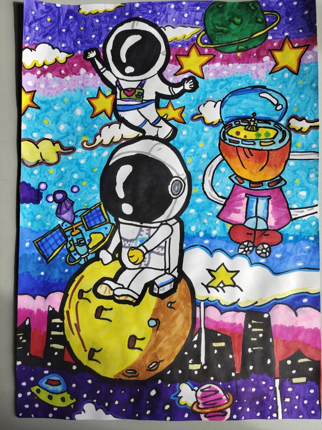 科幻画作品比赛二年级,少儿科幻绘画比赛一等奖