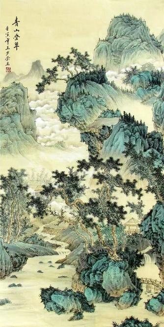 四尺斗方国画山水作品临摹,当代国画大师国画山水作品