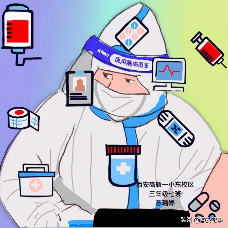 童心共绘抗击疫情的绘画作品,童心抗疫致敬先锋美术作品