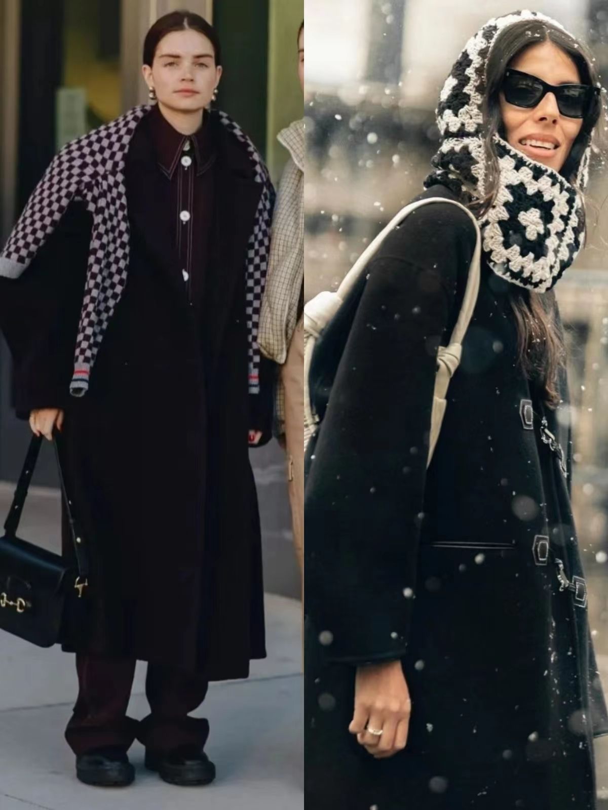 皮肤黑穿深红色的大衣怎么搭配,带帽黑灰色格子大衣怎么搭配好看