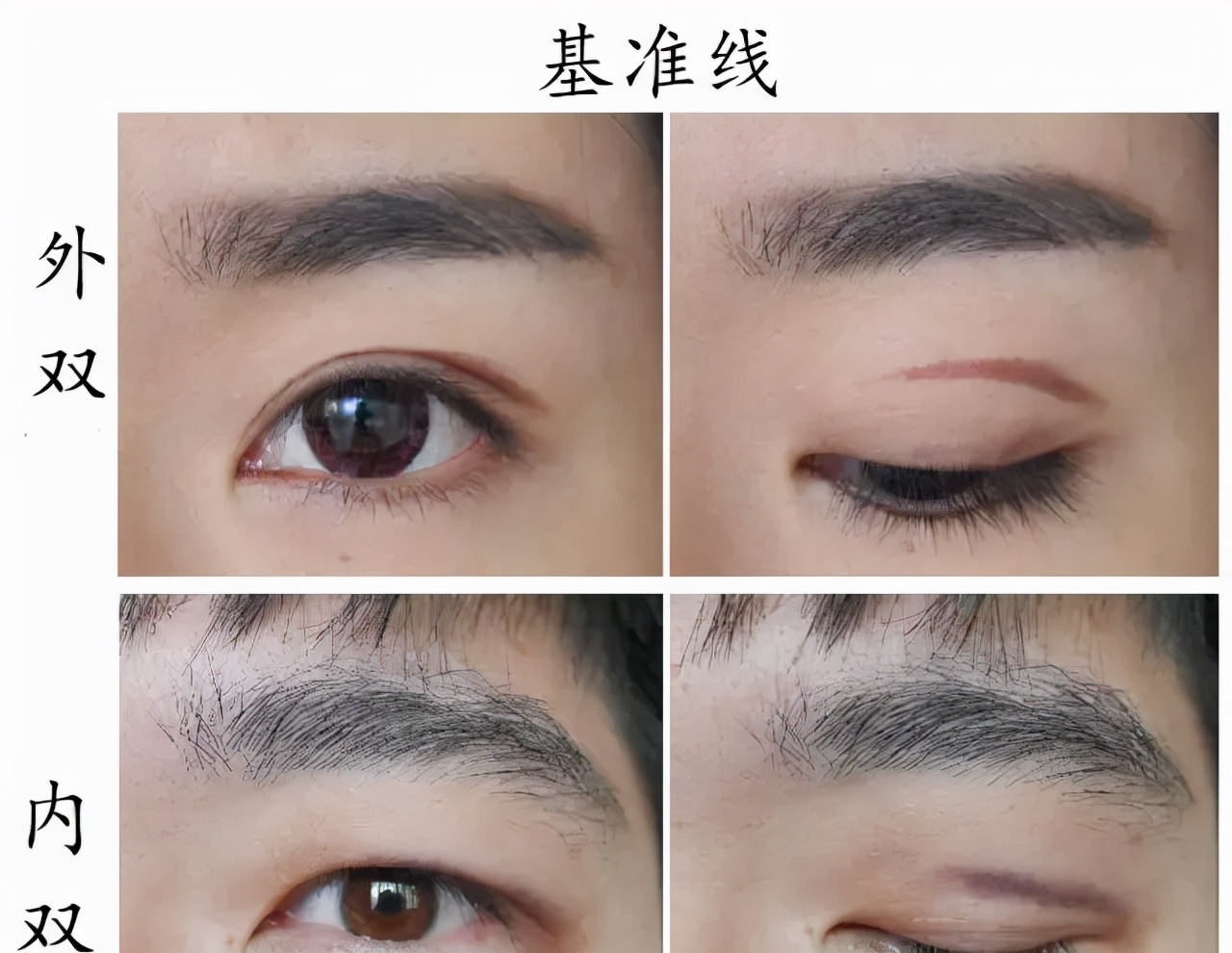 内双眼型往下看,眼眉距离近内双怎么画截断式眼影