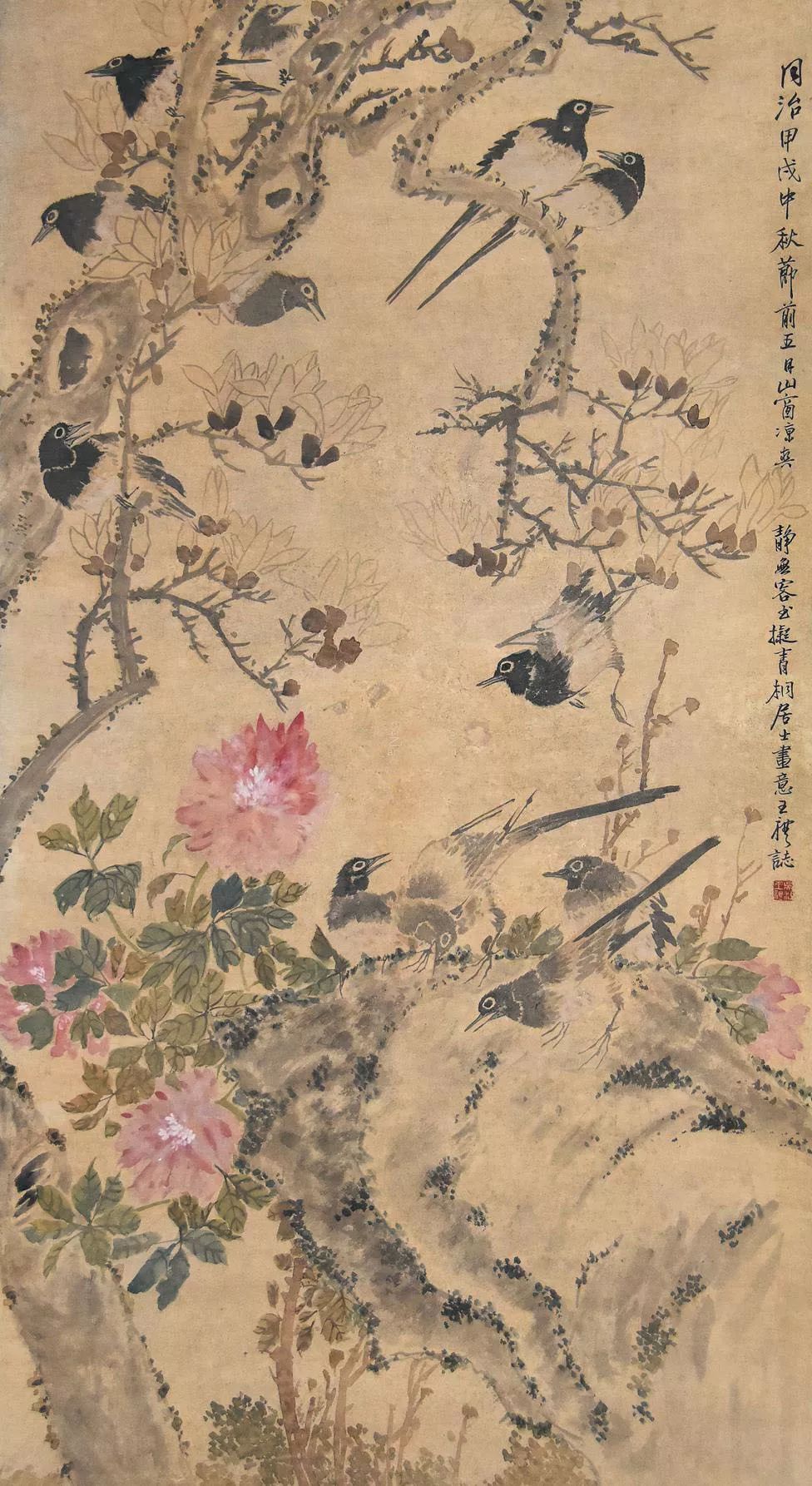 看吴昌硕画菊似乎感觉到秋风,王礼的国画作品欣赏