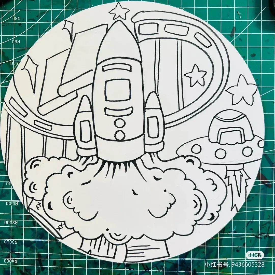 关于中国航天科技创新的绘画,描绘中国航天未来发展绘画