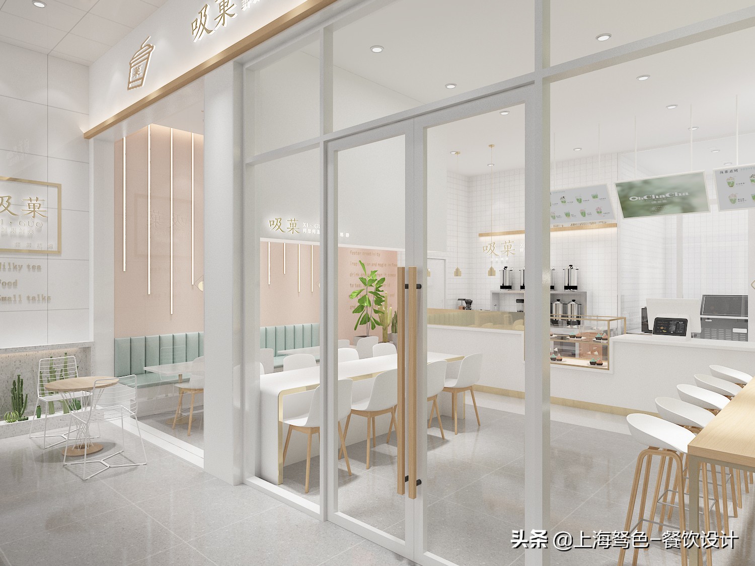 网红打卡奶茶店装修风格,奶茶店网红店灰色调装修风格