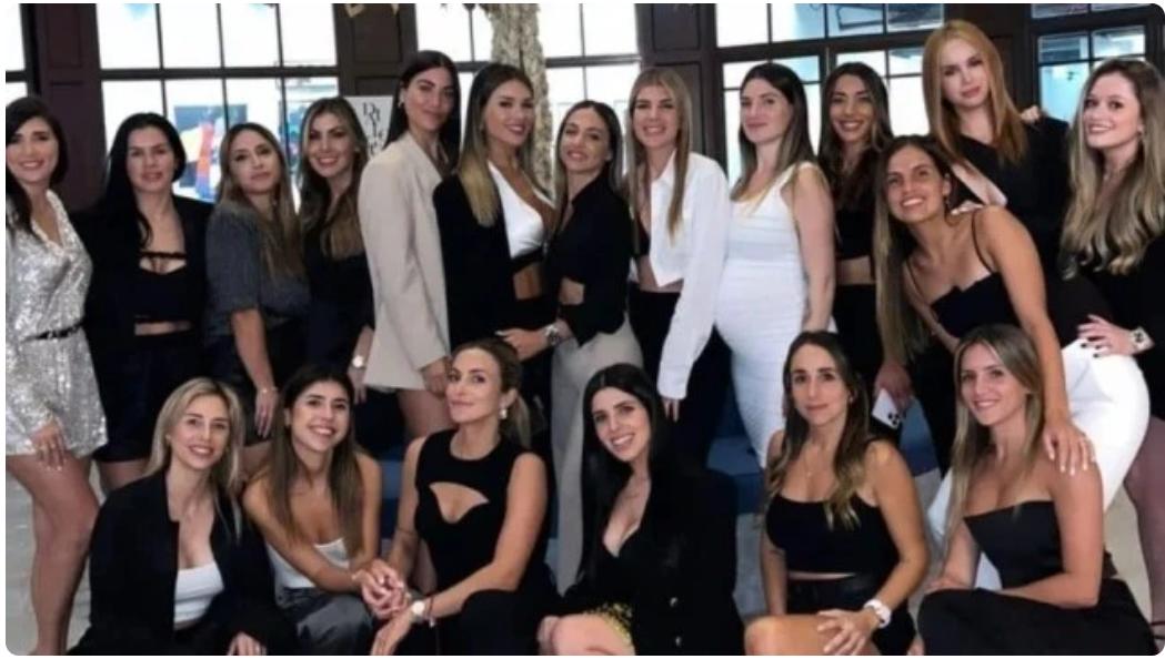 阿根廷球员和太太团展示大力神杯,阿根廷太太团聚会