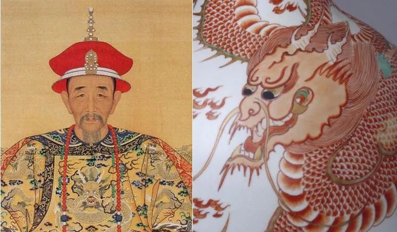 同治官窑白釉绿彩龙纹盘,清三代瓷器龙纹特征