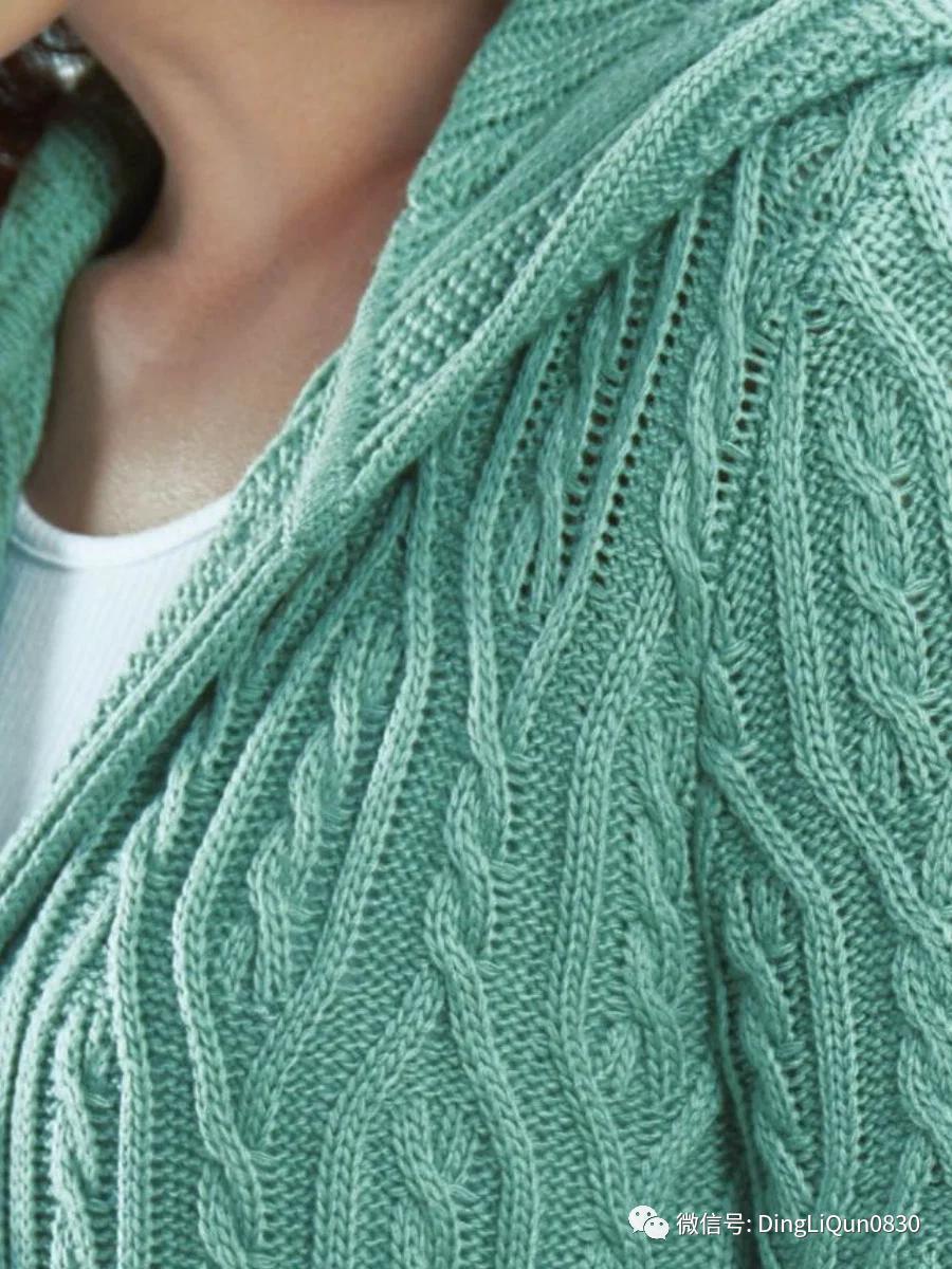 针织开衫中长款编织图,两种颜色的针织开衫编织教程