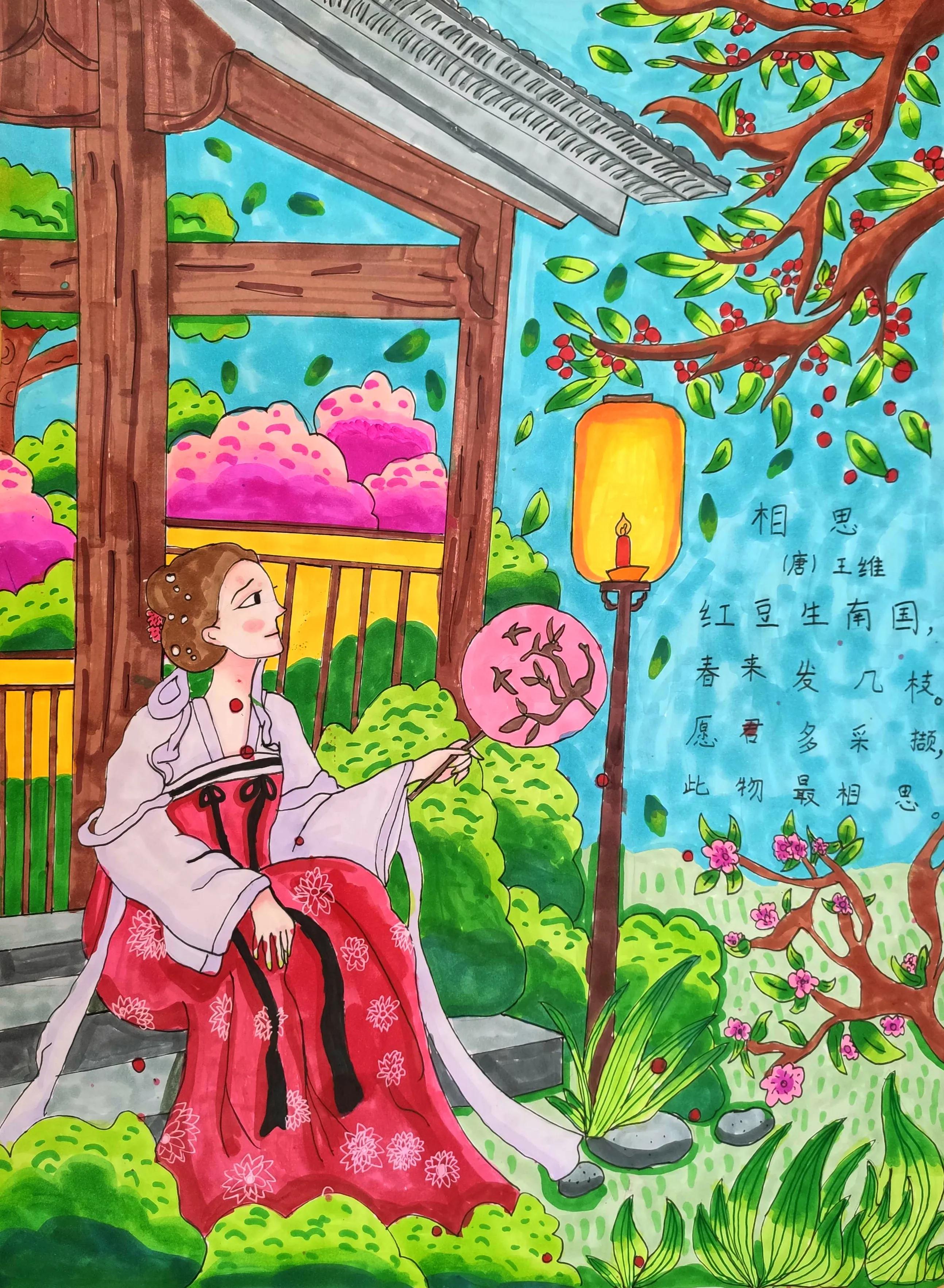 六年级古诗配画比赛,少儿美术诗配画比赛作业图片