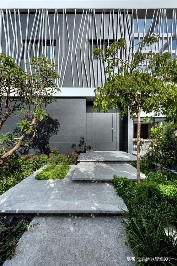 简洁清爽的现代景观别墅庭院赏析,现代简约别墅园林设计效果图
