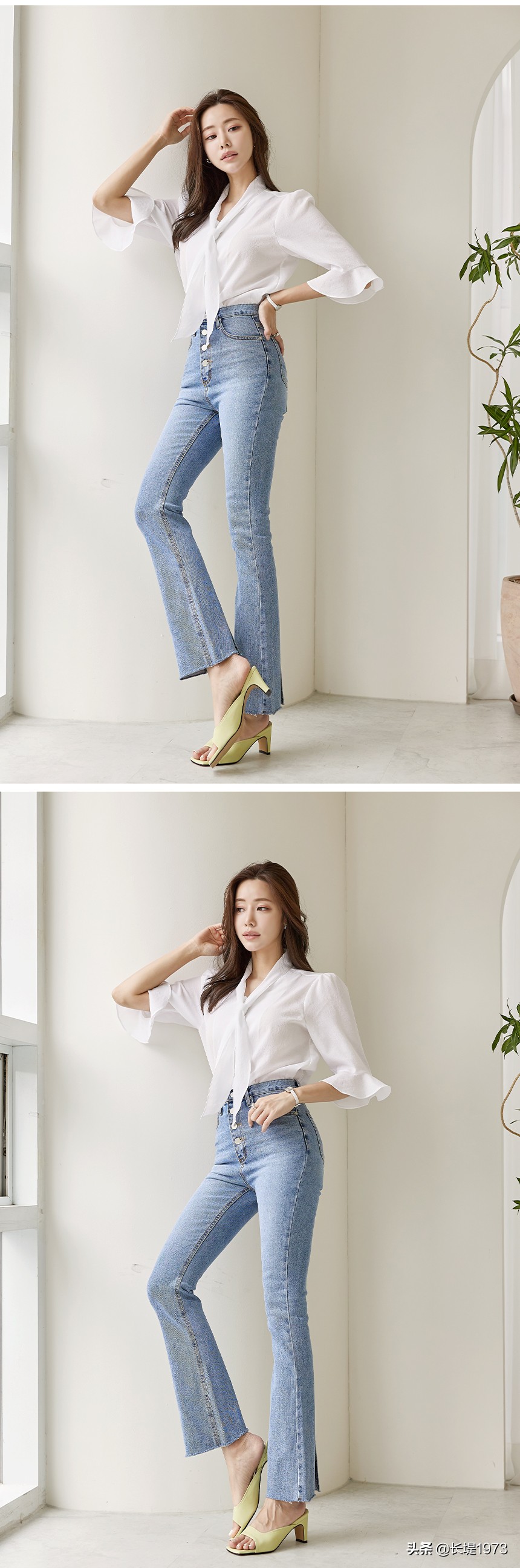 韩版t恤搭配阔腿牛仔裤,t恤别老是搭配牛仔裤